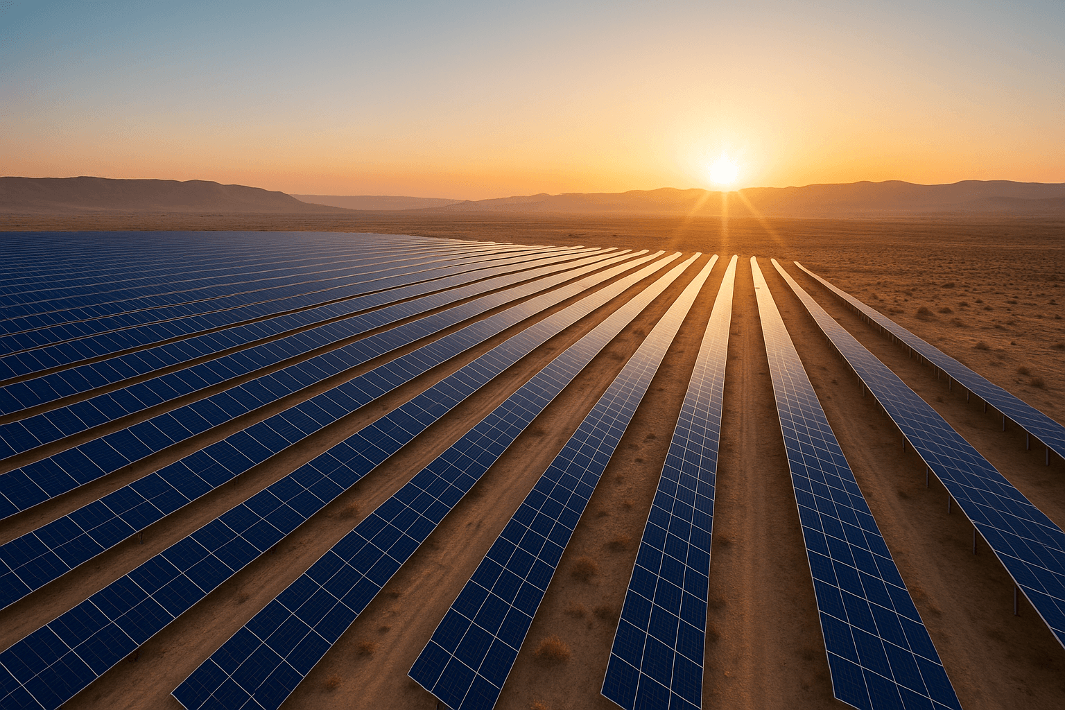 Aerial view of solar panels